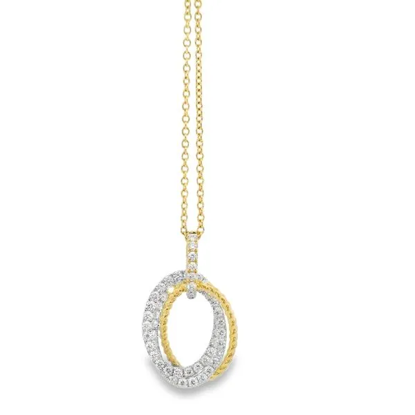 14K Tricolor Gold Diamond Oval Pendant