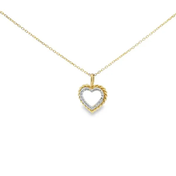 14Kt Yellow Gold Diamond Open Heart Pendant JMR Jewelers Cooper City, FL