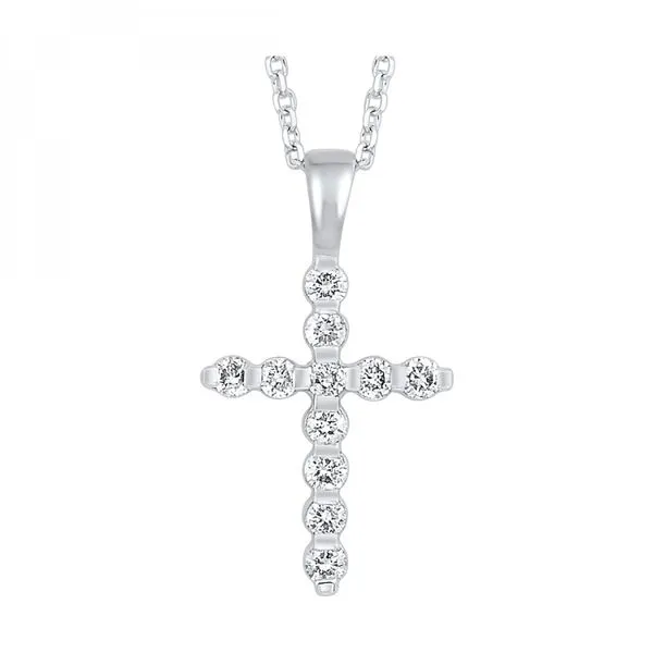 14K White Gold Diamond Cross Pendant