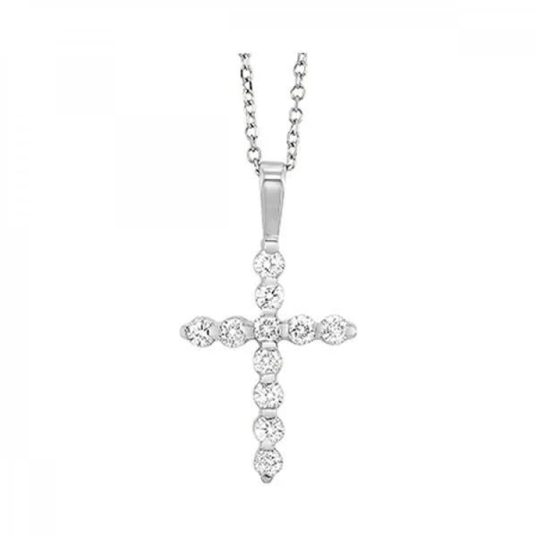 14K White Gold Diamond Cross Pendant JMR Jewelers Cooper City, FL
