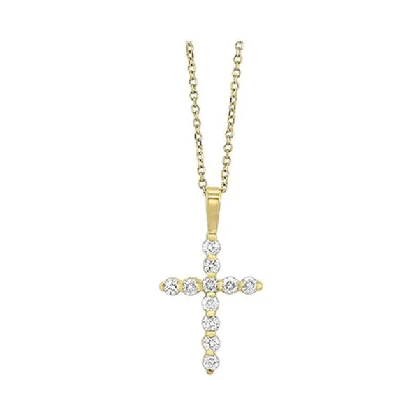 14Kt Yellow Diamond Cross Pendant