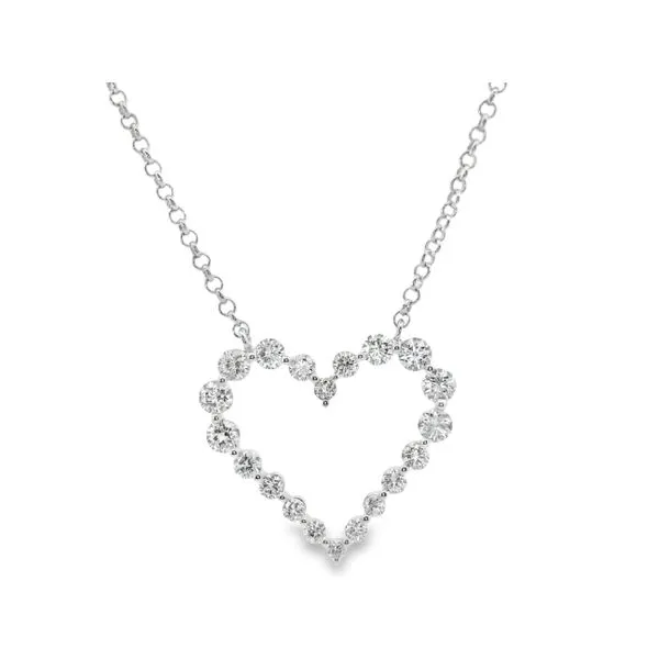 14 Karat White Gold Diamond Open Heart Pendant