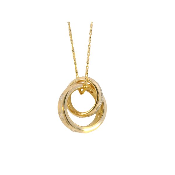 14 Karat Yellow Gold Diamond Interlocking Pendant Image 2 JMR Jewelers Cooper City, FL