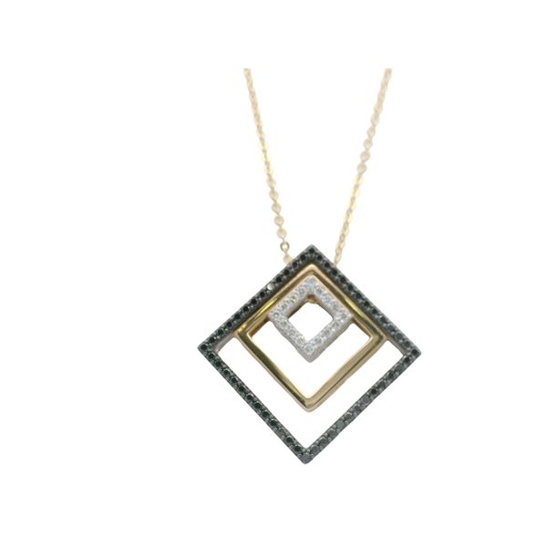 14 Karat Tricolor Gold Diamond Square Dangle Pendant JMR Jewelers Cooper City, FL