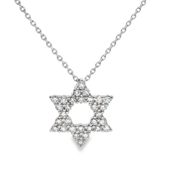 14 Karat White Gold Diamond Star of David Pendant JMR Jewelers Cooper City, FL