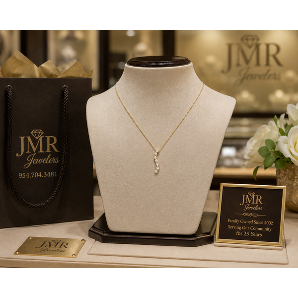 14K Yellow Lab Created Diamond Journey Pendant Image 2 JMR Jewelers Cooper City, FL