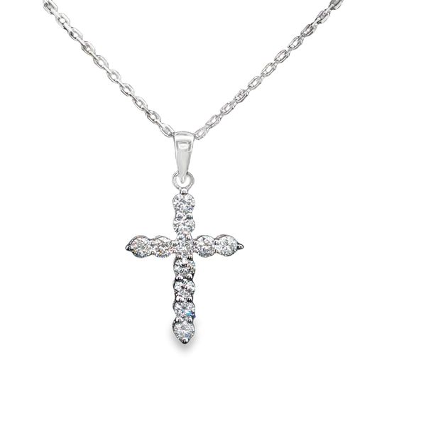 14K White Lab Created Diamond Cross Pendant JMR Jewelers Cooper City, FL