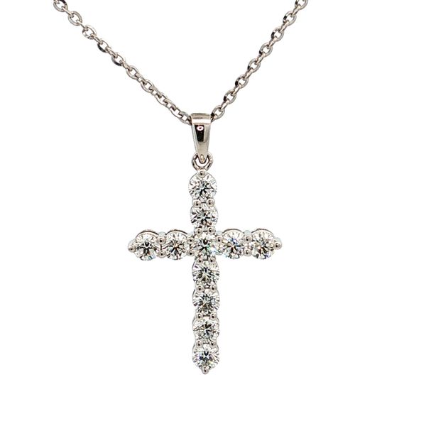 14K White Lab Created Diamond Cross Pendant JMR Jewelers Cooper City, FL