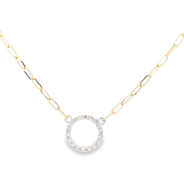 14K Two-Tone Diamond Circle Necklace Image 2 JMR Jewelers Cooper City, FL