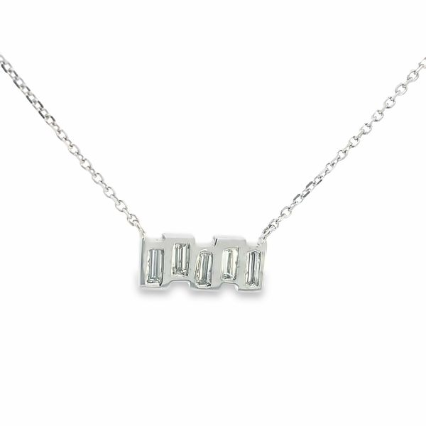 14K White Gold Baguette Pendant Necklace JMR Jewelers Cooper City, FL