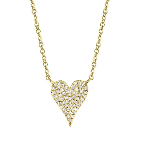 14K Yellow Gold Diamond Pave Heart Necklace JMR Jewelers Cooper City, FL