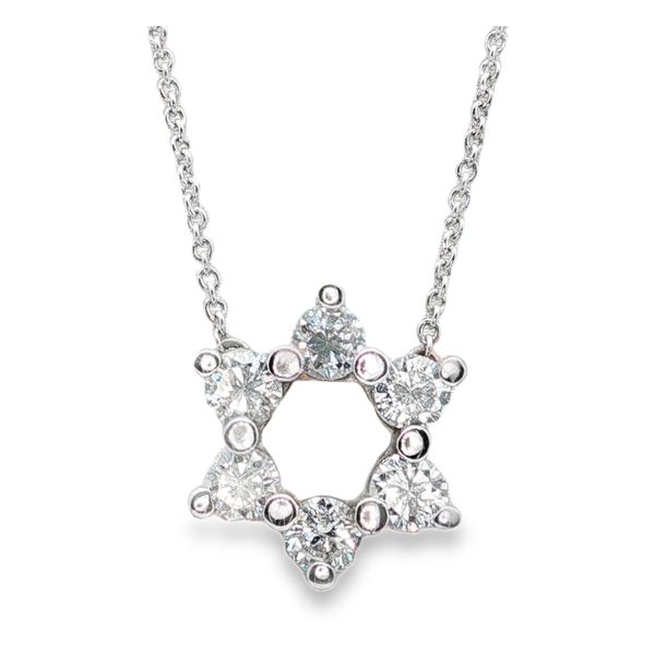 14 Karat White Gold Diamond Star of David Necklace JMR Jewelers Cooper City, FL