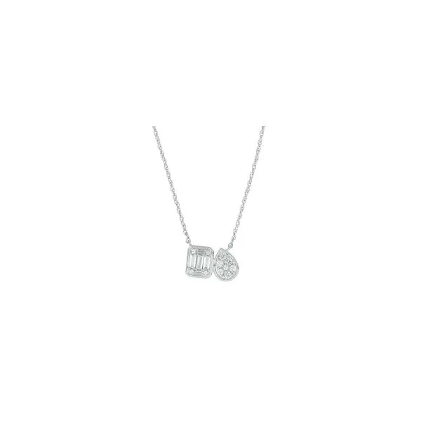 14K White Gold Diamond Pear & Emerald Necklace JMR Jewelers Cooper City, FL