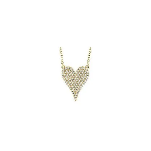 14K Yellow Gold Pave Heart Necklace JMR Jewelers Cooper City, FL