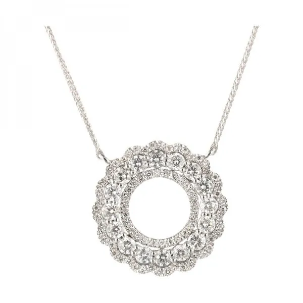 14K White Gold Diamond Double Circle Necklace JMR Jewelers Cooper City, FL