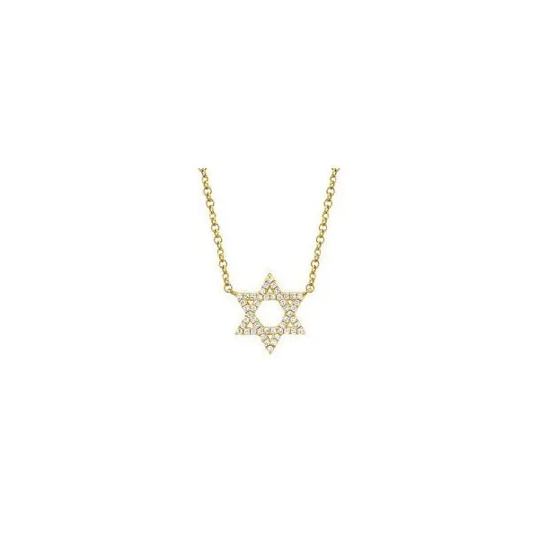 14K Yellow Diamond Star of David Necklace