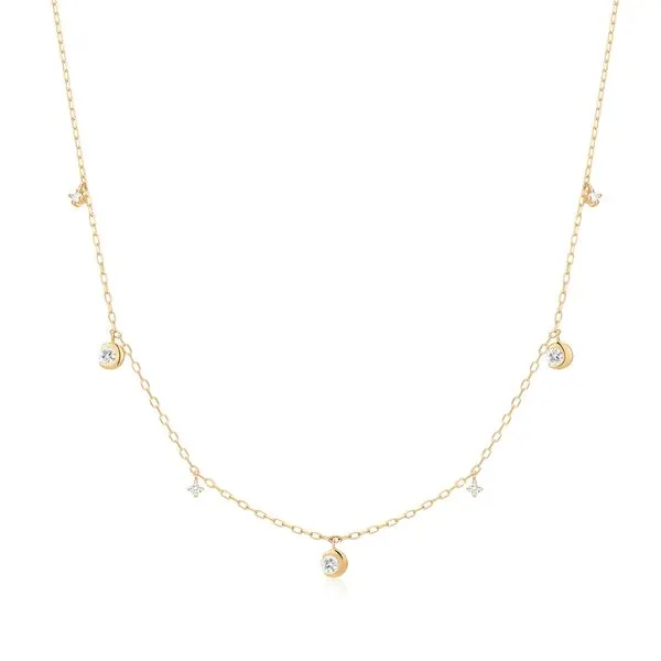 Lab Created Diamond Half Moon Necklace in 14K Yellow Gold JMR Jewelers Cooper City, FL