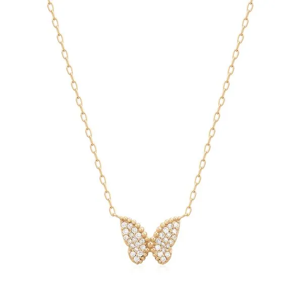 Lab Created Diamond Butterfly Necklace in 14K Yellow Gold JMR Jewelers Cooper City, FL
