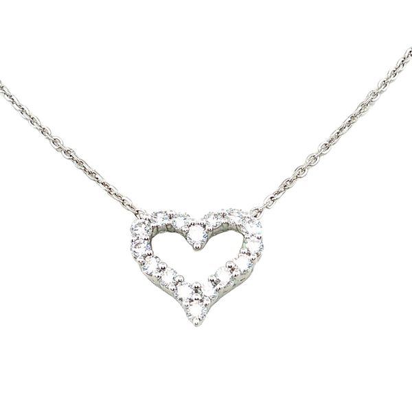 14K White Lab Created Diamond Open Heart Necklace JMR Jewelers Cooper City, FL