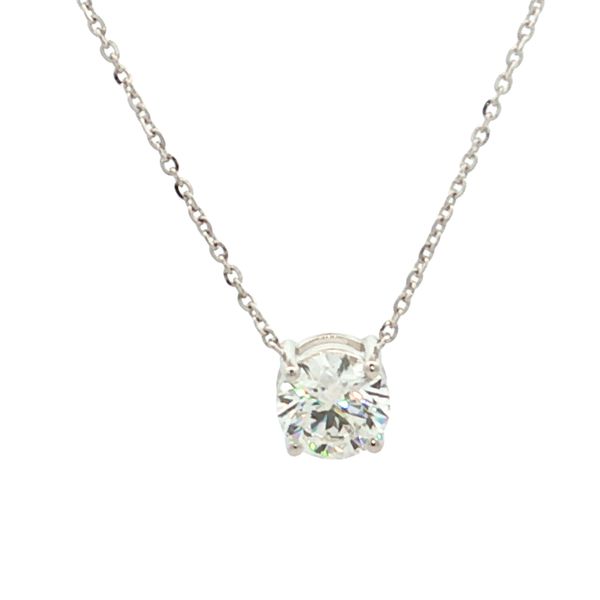14K White Lab Created Diamond Solitaire Necklace JMR Jewelers Cooper City, FL
