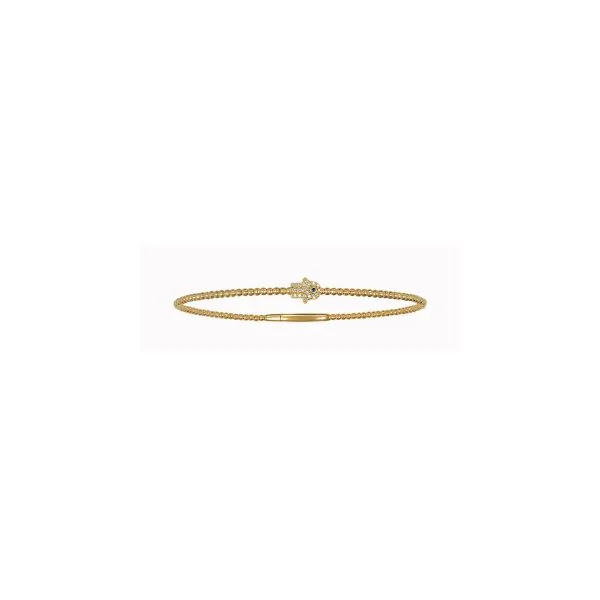 14K Yellow Gold Diamond Hamsa Bangle Bracelet