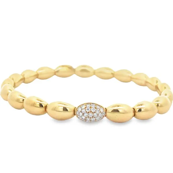 18Kt Yellow Diamond Stretch Oval Bangle Bracelet