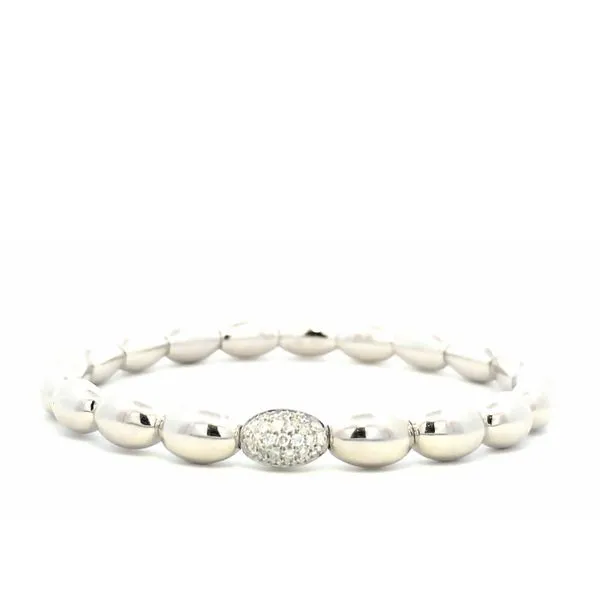 18K White Gold Diamond Stretch Oval Bangle