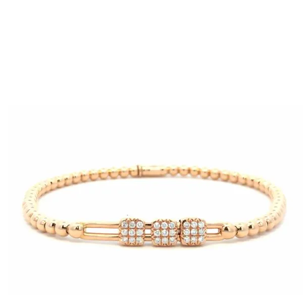 18K Rose Gold Diamond Moving Square Stretch Bangle