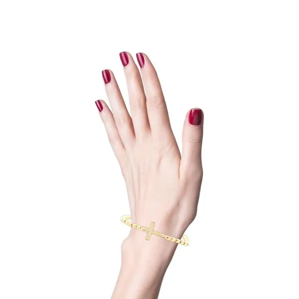 18Kt Yellow Diamond Cross Stretch Bangle Bracelet