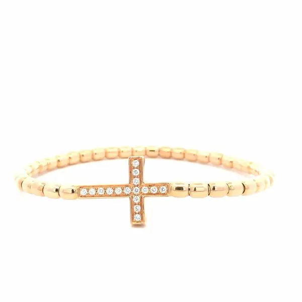 18K Rose Gold Diamond Cross Stretch Bangle