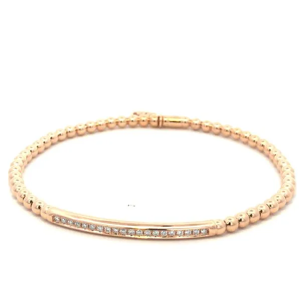 18Kt Rose Diamond Stretch Small Bar Bangle Bracelet