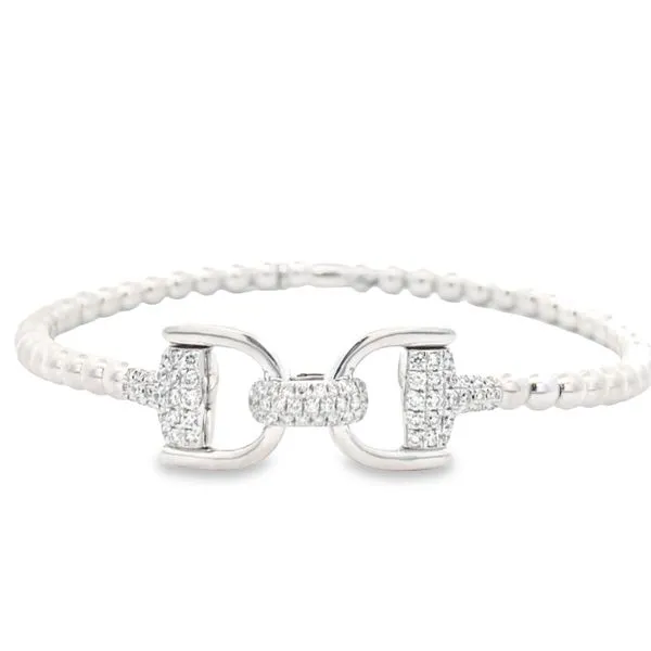 18K White Gold Diamond Stretch Horseshoe Bangle