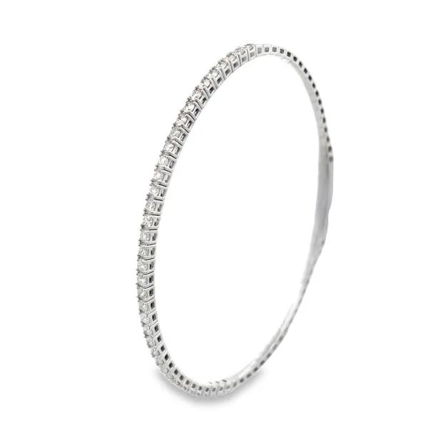 14Kt White Gold Diamond Thin Flexi Bangle Bracelet