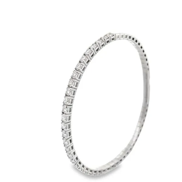 14Kt White Gold Diamond Thin Flexi Bangle Bracelet JMR Jewelers Cooper City, FL