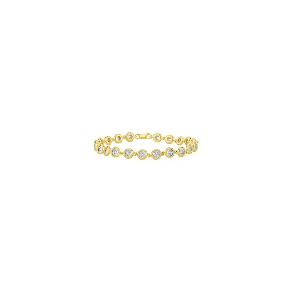 14Kt Yellow Gold Diamond Illusion Bezel Bracelet