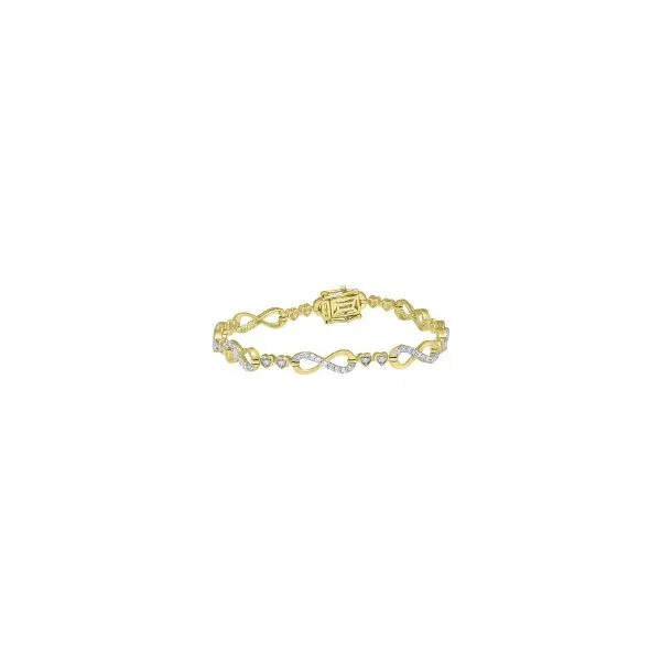 14Kt Yellow Gold Diamond Infinity & Hearts Bracelet JMR Jewelers Cooper City, FL