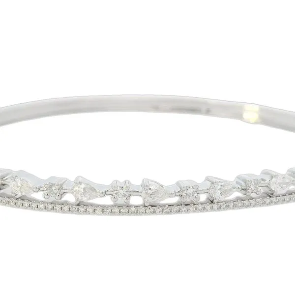 14K White Gold Diamond Bangle Bracelet