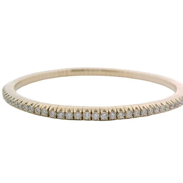 Yellow Gold Diamond Flexible Bangle Bracelet
