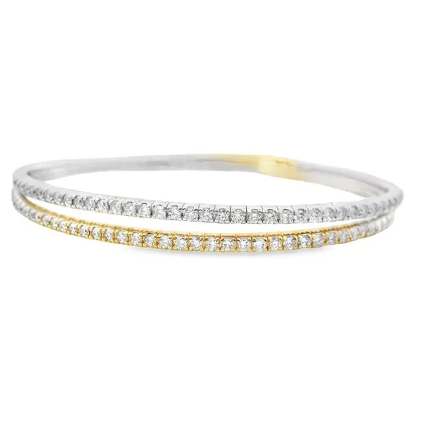 14 Karat Tri-Tone Diamond Flexible Bangle Bracelet
