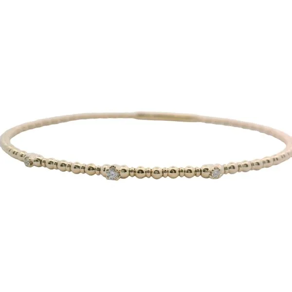 14 Karat Yellow Gold Diamond Flexible Bangle Bracelet