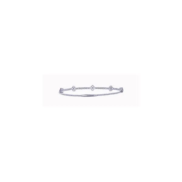White Gold Diamond Flexible Clover Bangle Bracelet