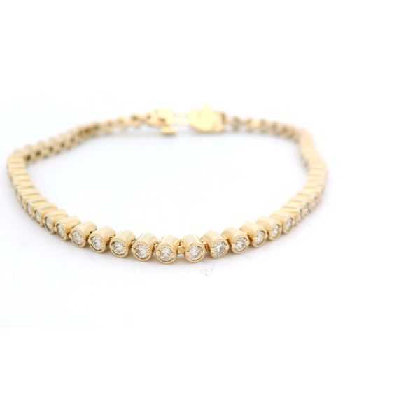 14K Yellow Gold Diamond Bezel Tennis Bracelet JMR Jewelers Cooper City, FL