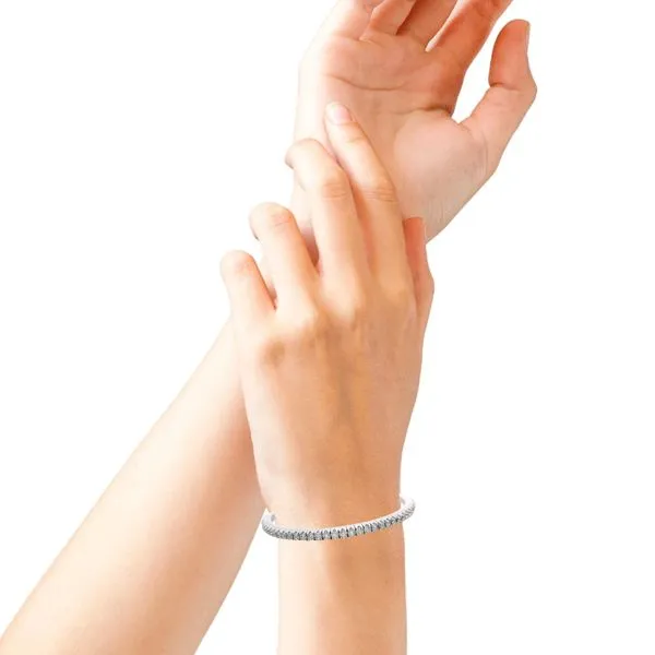 14K White Gold Diamond Stretch Bracelet Image 2 JMR Jewelers Cooper City, FL