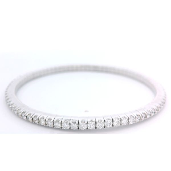 14 Karat White Gold Diamond Stretch Bangle Bracelet JMR Jewelers Cooper City, FL