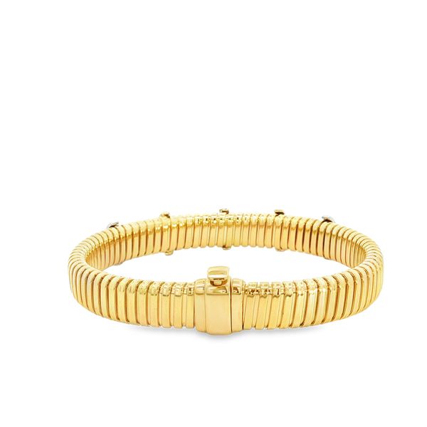 14 Karat Two-Tone Diamond Omega Bangle Stretchable Bracelet Image 2 JMR Jewelers Cooper City, FL