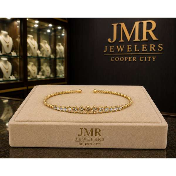 10 Karat Yellow Gold White & Brown Diamond Bangle Bracelet Image 2 JMR Jewelers Cooper City, FL