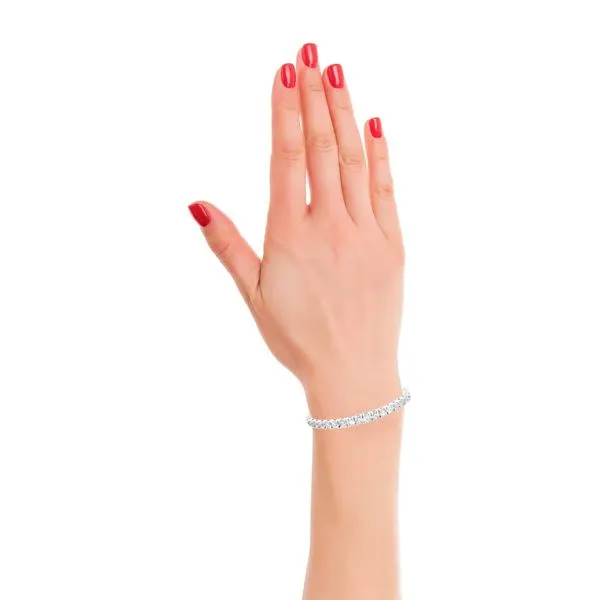14K White Gold Lab Created Diamond Flexible Bangle Bracelet