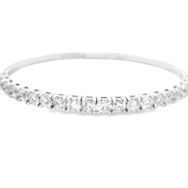 14K White Gold Lab Created Diamond Flexible Bangle Bracelet