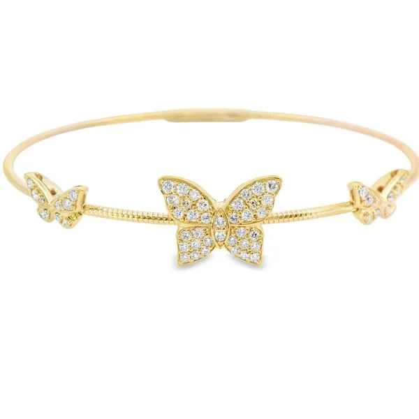 14K Yellow Gold Lab Created Diamond Butterfly Flexi Bracelet