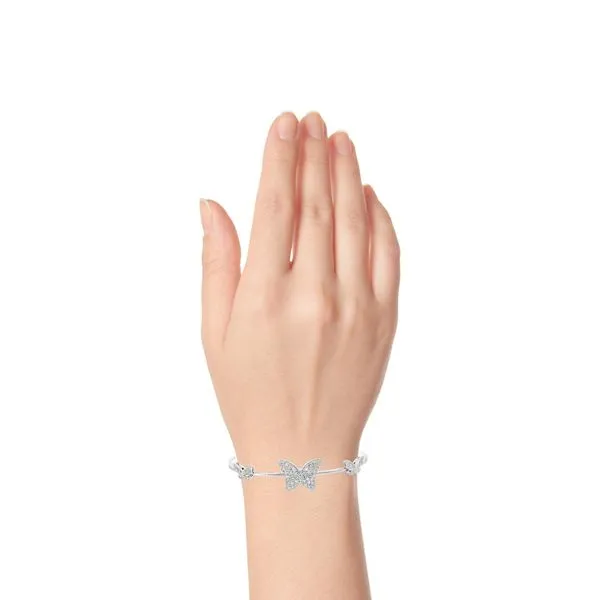 14K White Gold Lab Created Diamond Butterfly Flexi Bracelet